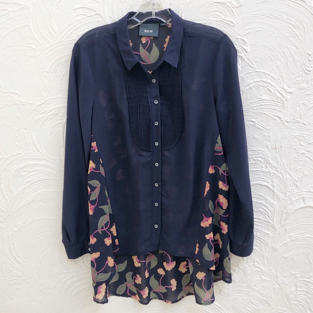 Anthro Maeve Sheer Floral Back Blouse Size 6